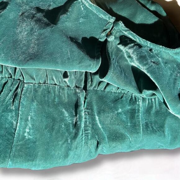 ASOS DESIGN 10 crushed velvet bias cut mini dress with button detail dark green - Picture 11 of 11